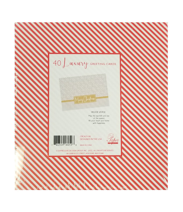 Linen Christmas - Luxury Value Pack Holiday Cards - 40ct