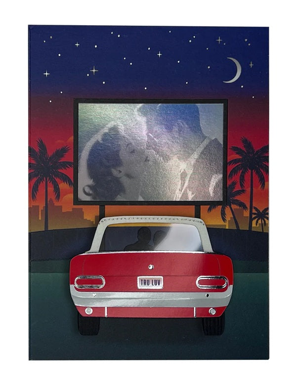 Luxury Anniversary Greeting Card - Classic Car At Drive In