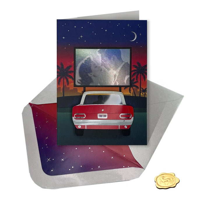 Luxury Anniversary Greeting Card - Classic Car At Drive In