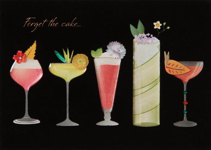 Luxury Birthday Greeting Card - Row of Cocktails