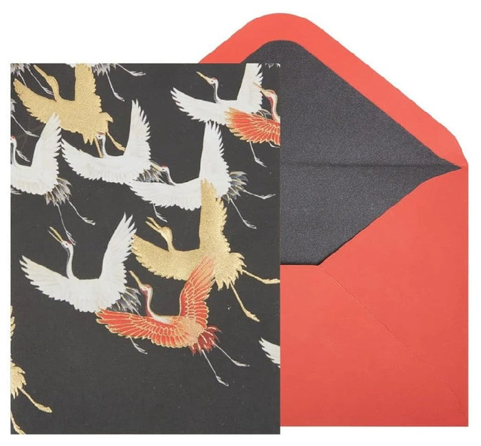 Luxury Blank Greeting Card - Flock of Cranes