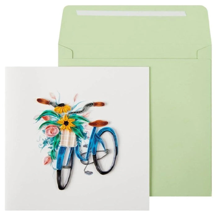 Luxury Blank Greeting Card - Quilled Bicycle