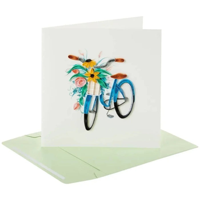 Luxury Blank Greeting Card - Quilled Bicycle