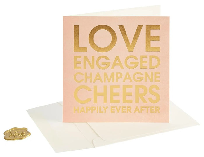 Luxury Engagement Greeting Card - Stacked Words