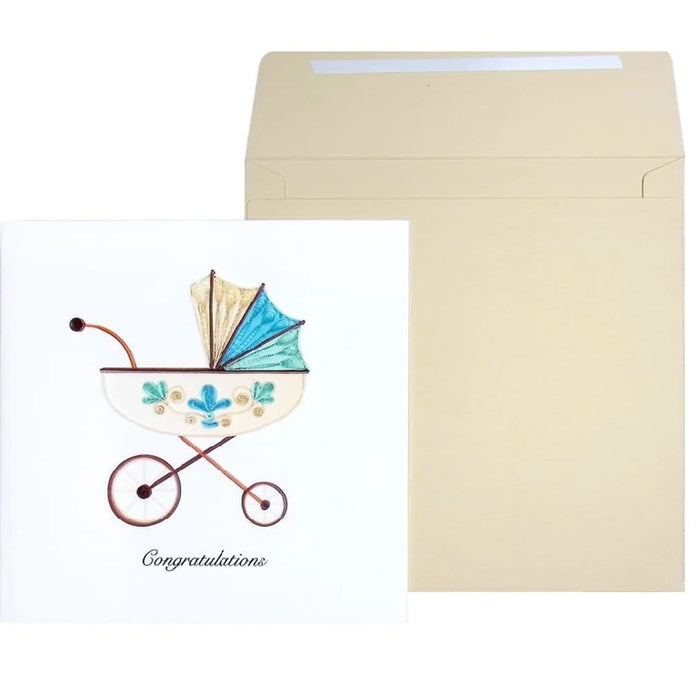 Luxury New Baby Greeting Card - Quilled Bassinet Congrats