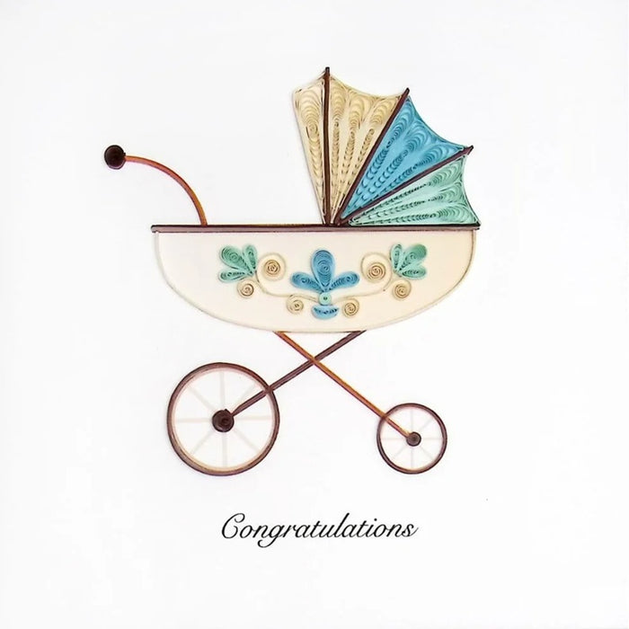 Luxury New Baby Greeting Card - Quilled Bassinet Congrats