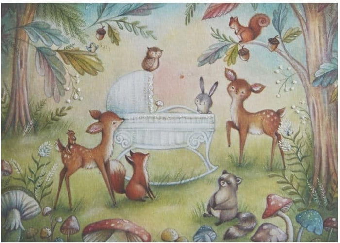 Luxury New Baby Greeting Card - Woodland Animals