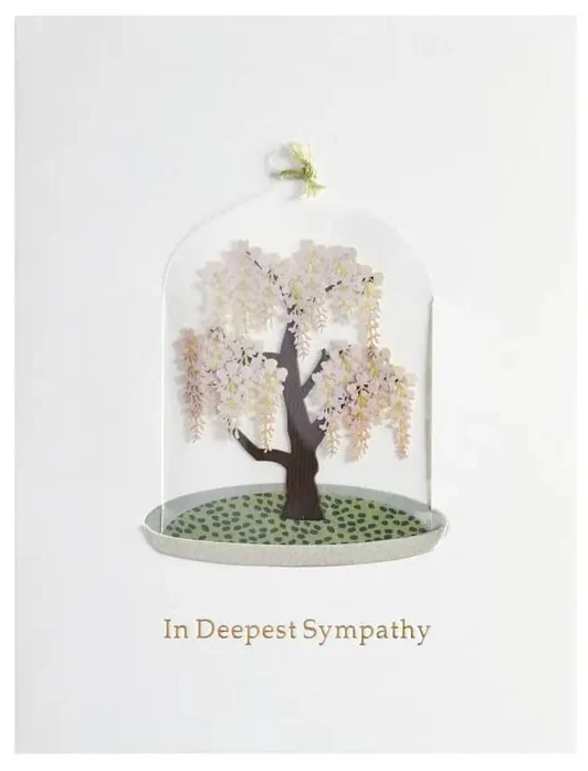 Luxury Sympathy Greeting Card - Wisteria Tree in Cloche