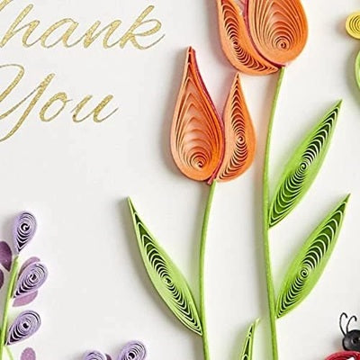 Luxury Thank You Greeting Card - Quilled Gardening Thank You