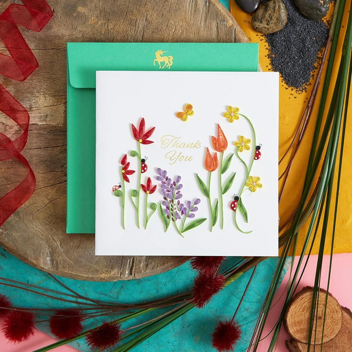 Luxury Thank You Greeting Card - Quilled Gardening Thank You