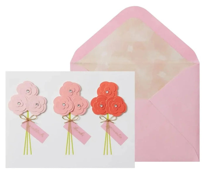 Luxury Thank You Greeting Card - Three Bouquets