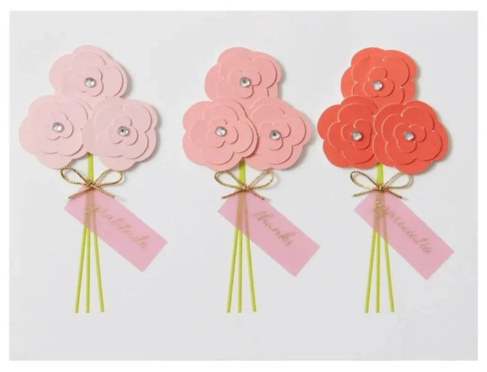 Luxury Thank You Greeting Card - Three Bouquets