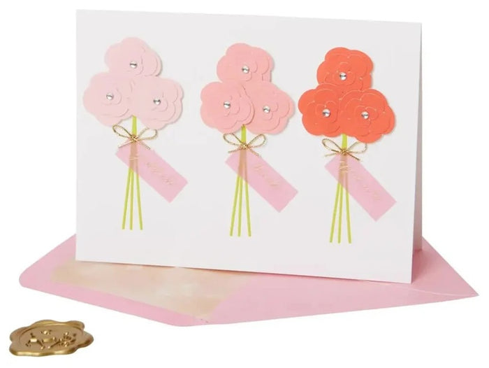 Luxury Thank You Greeting Card - Three Bouquets