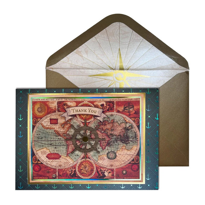 Luxury Thank You Greeting Card - World Map
