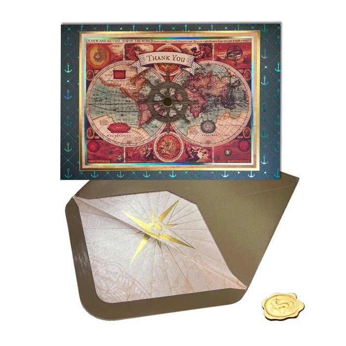 Luxury Thank You Greeting Card - World Map