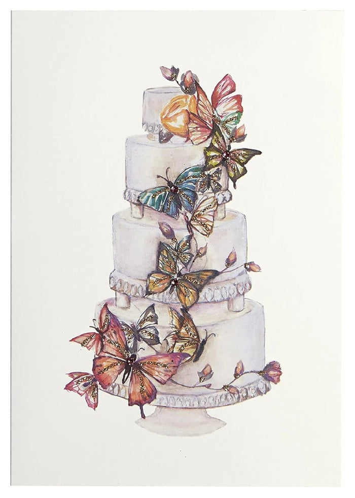 Luxury Wedding Greeting Card - Butterfly Cake