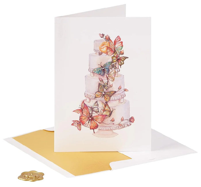 Luxury Wedding Greeting Card - Butterfly Cake