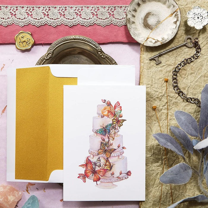 Luxury Wedding Greeting Card - Butterfly Cake