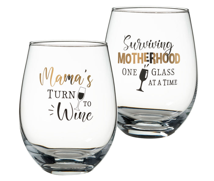 Mama's Stemless Wine Set of 2 for Mom