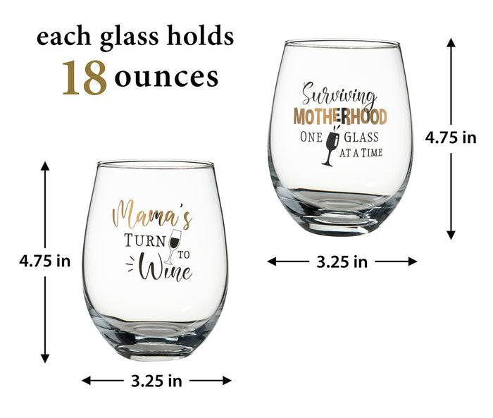 Mama's Stemless Wine Set of 2 for Mom