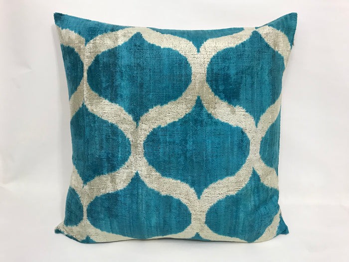 MATISSE BLUE CLASSIC - IKAT SILK/VELVET PILLOWCASE
