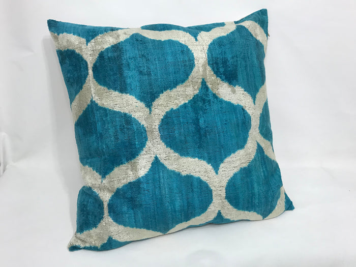 MATISSE BLUE CLASSIC - IKAT SILK/VELVET PILLOWCASE