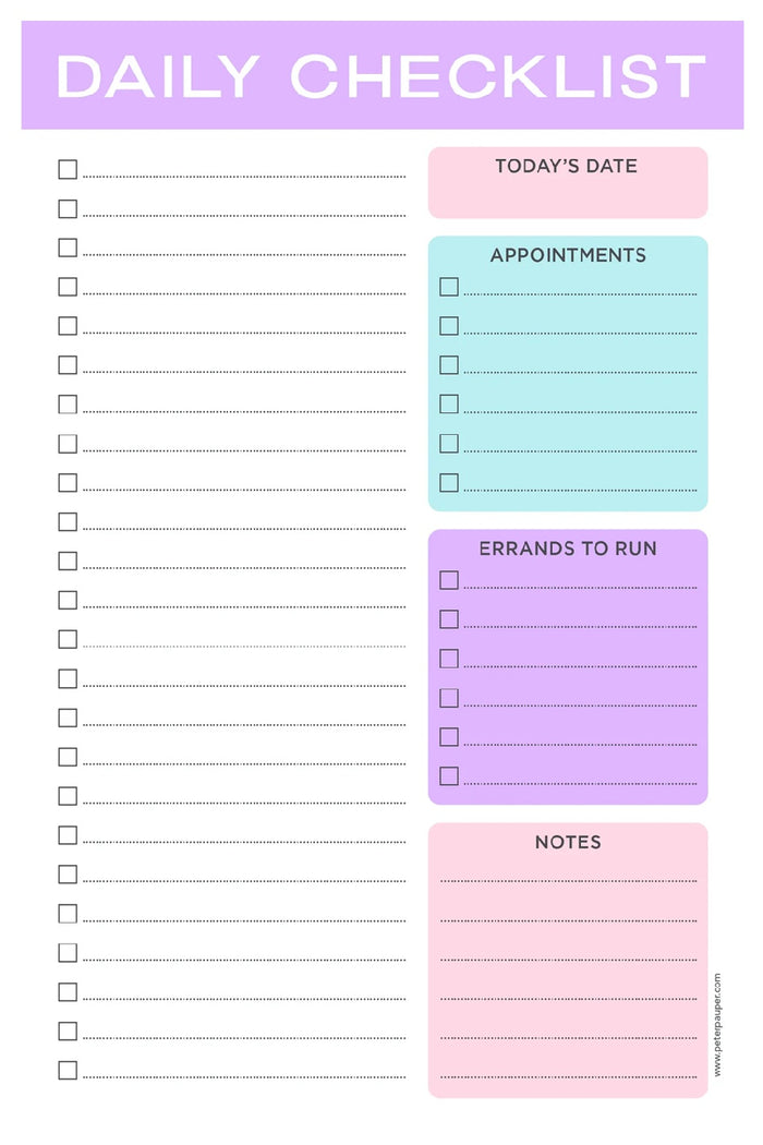 Note Pad - Pastel Daily Checklist