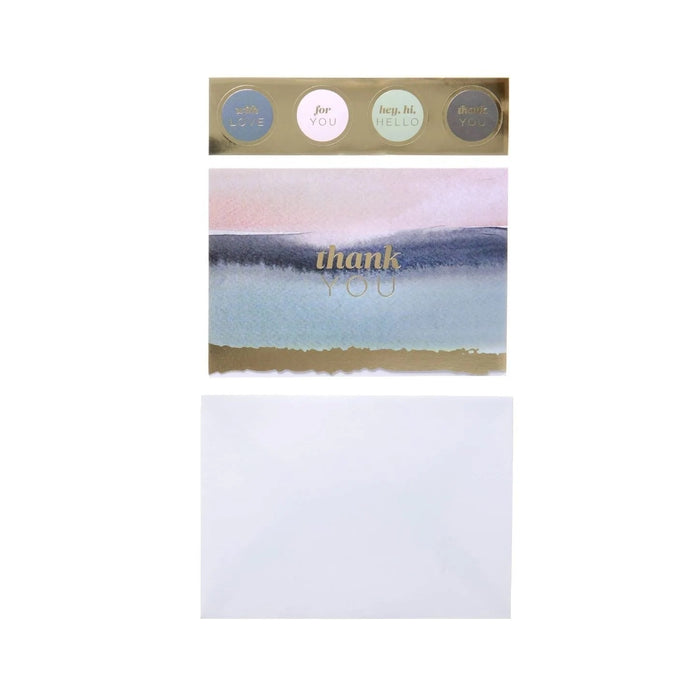 Ombre Striped Thank You Cards Set with Envelope Seals - 12 ct.