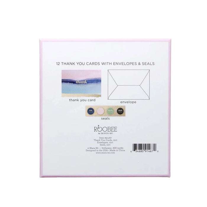 Ombre Striped Thank You Cards Set with Envelope Seals - 12 ct.
