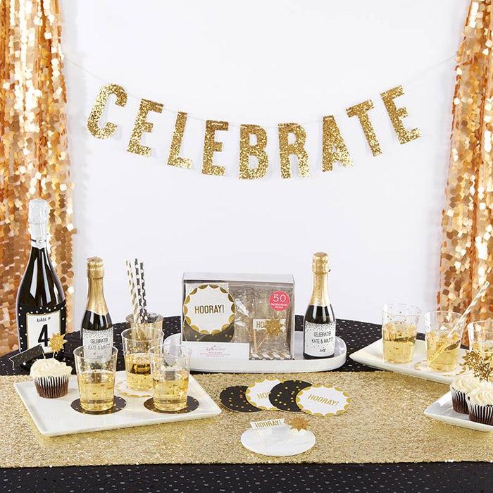 Party In A Box - Gold Hooray! - Party Supply 50 Piece Set