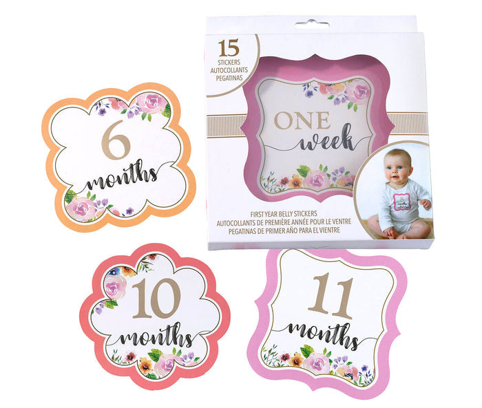 Pink Watercolor Baby Belly Stickers (Set 1-15)