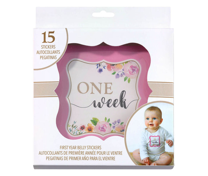 Pink Watercolor Baby Belly Stickers (Set 1-15)