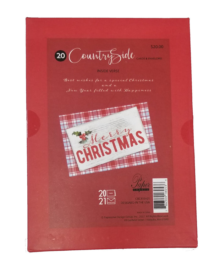 Plaid Merry Christmas - Country Christmas Boxed Card Set -  20ct