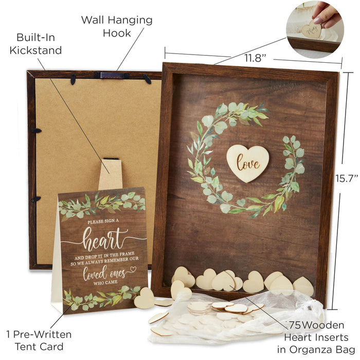 Rustic Garden Guest Book Alternative Set with 75 Wood Hearts