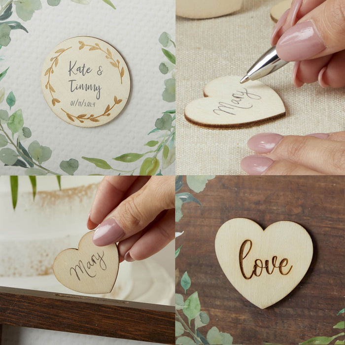 Rustic Garden Guest Book Alternative Set with 75 Wood Hearts