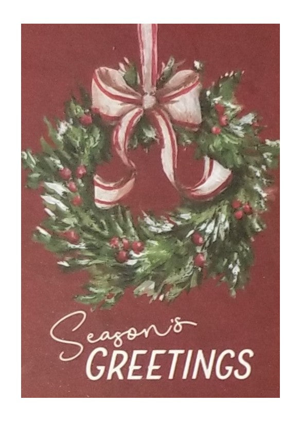 Season's Greetings Wreath - Country Christmas Boxed Card Set -  20ct
