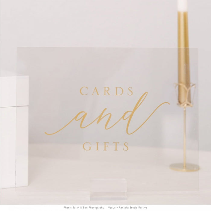 Set of 3 Clear & Gold Acrylic Wedding Signs