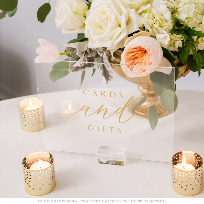 Set of 3 Clear & Gold Acrylic Wedding Signs