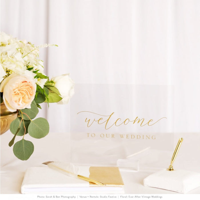 Set of 3 Clear & Gold Acrylic Wedding Signs