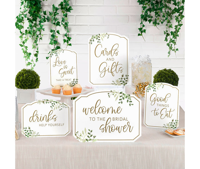 Set of 5 Greenery Bridal Shower Signs