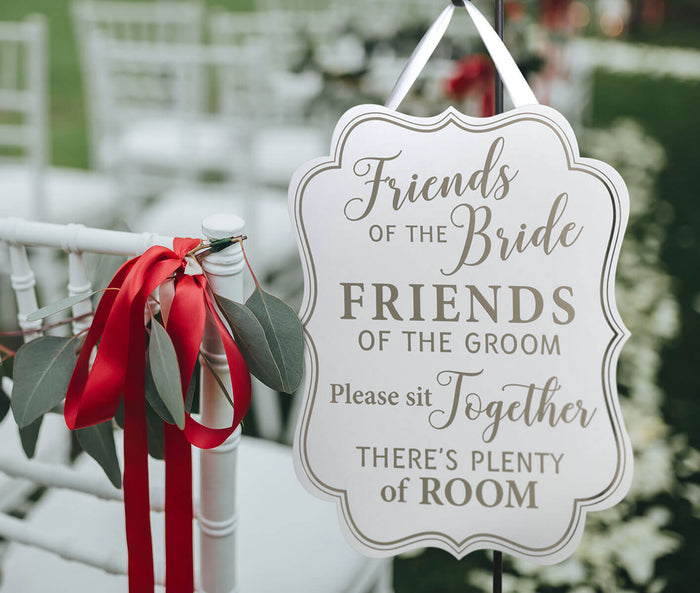 Set of 5 White & Gold Foil Wedding Signs