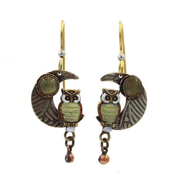 SF Owl Crescent Moon Earring