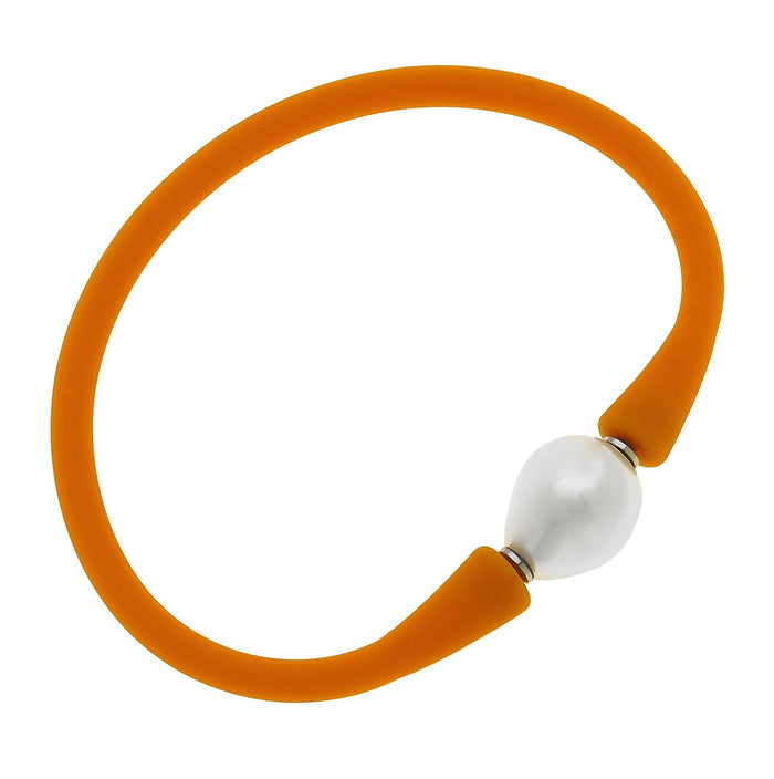 Silicone & Pearl Bracelet, Cantaloupe