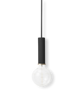 Socket Pendant High in black with bare bulb and brass ring