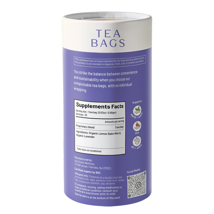 Stress-Me-Not Tea | Organic Lemon Balm, Lavender Tea Blend