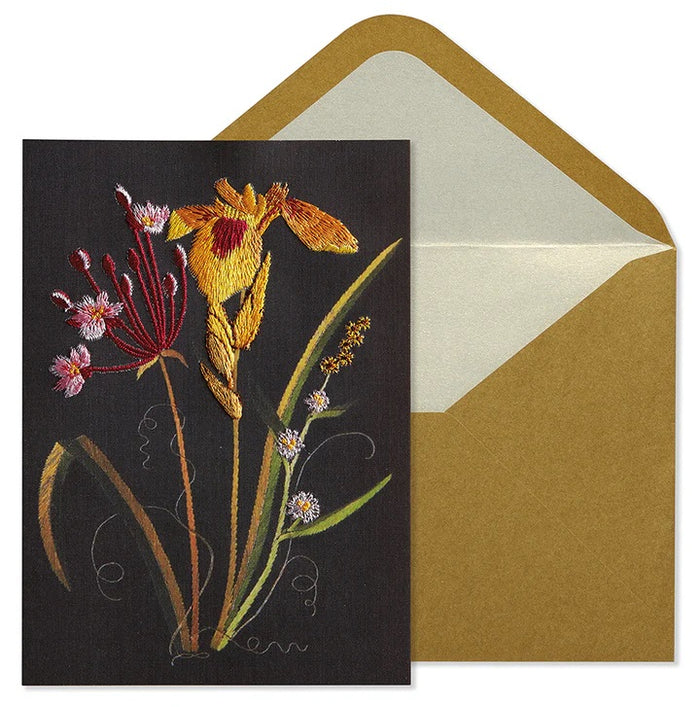 Sympathy Greeting Card - Embroidered Flowers