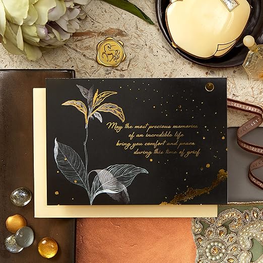 Sympathy Greeting Card - Fine Art Black with Gold