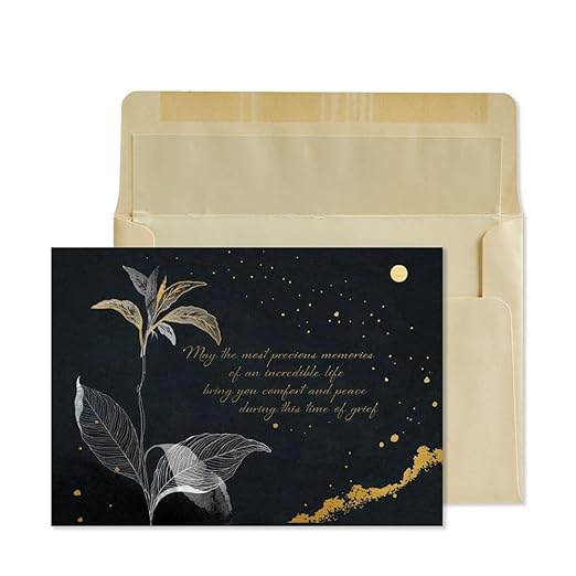 Sympathy Greeting Card - Fine Art Black with Gold