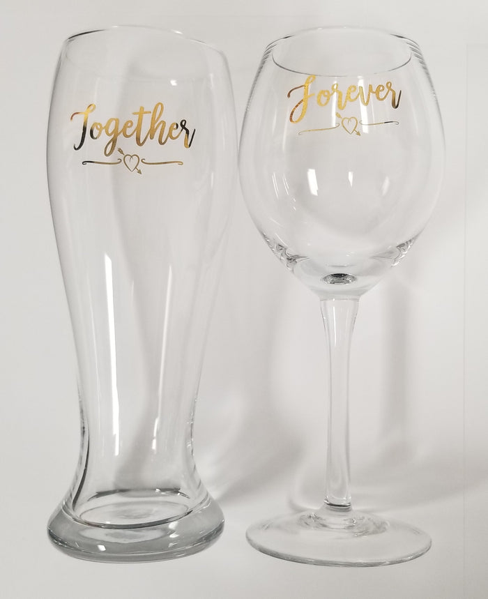 "Together Forever" Toasting Set with Gold Foil