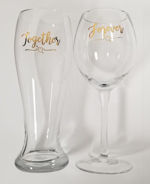 "Together Forever" Toasting Set with Gold Foil